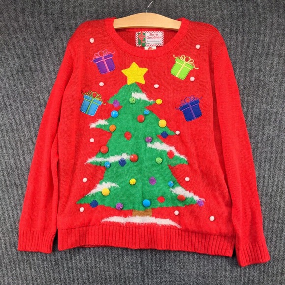 Merry Christmas Women's Christmas Tree Sweater Red S/M LED Lights W/Tags - Picture 2 of 11